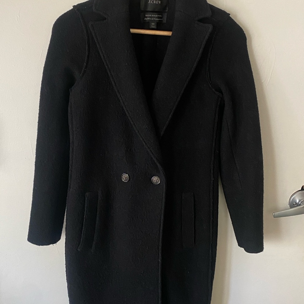 J. Crew Black Boiled Wool Coat